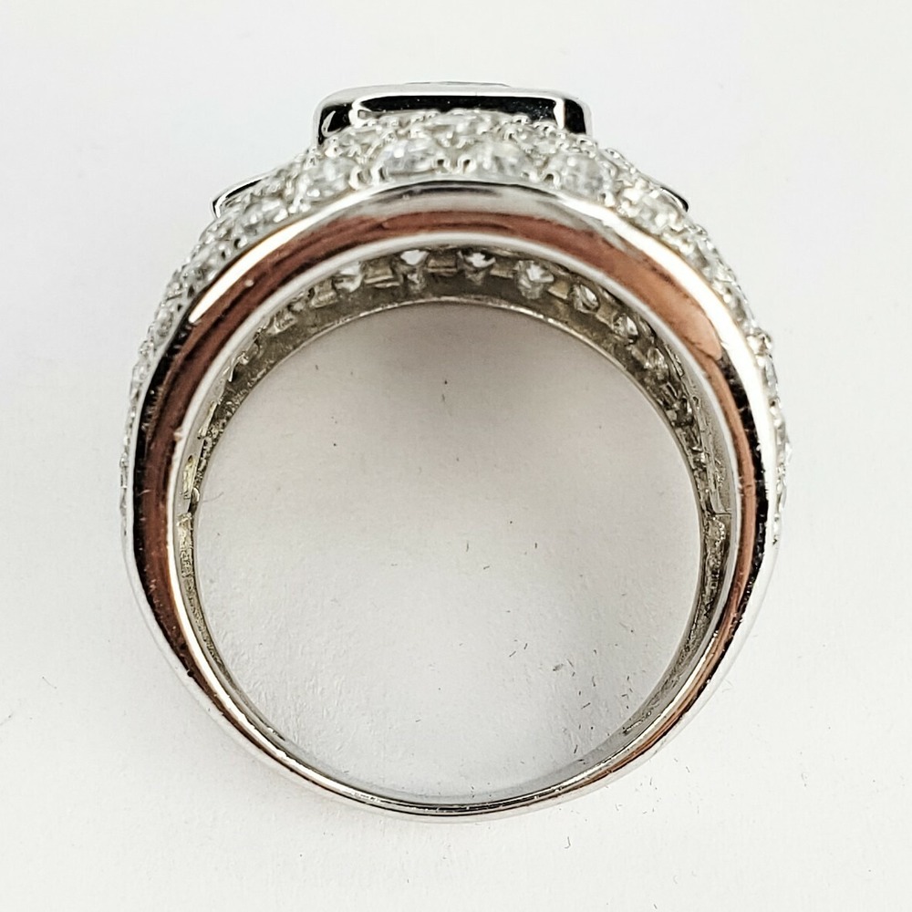 Ross‎ Simons Large Clear Cubic Zirconia CZ Cocktail Ring Black Enamel Size 7 - Picture 6 of 10